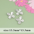 Silver 13.3mm four-petal flower spacer bead with brushed metal finish for DIY jewelry - Solid Four-Petal Flower Cap (MA8003B) / 20 Pieces Set / Silver