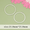 Silver 18k plated geometric circle earring pendant DIY jewelry findings 21.8mm - Silver Plain Round Pendant (MD6303B)