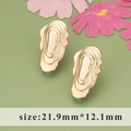Irregular 18K gold plated copper earrings with wavy texture, size 21.9mm by 12.1mm - Gold