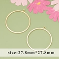 18k gold plated 27.8mm circular geometric earring charms with closed jump rings - Gold Plain Large Round Pendant (MD6304A)
