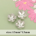 Silver 13mm five-petal metal flower bead cap for DIY jewelry making accessories - Silver Five Petal Flower Bead Cap Style (M71504) / 20 Pieces Set / Silver