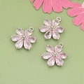 Rosa Saphir-Blumenanhänger 18k Gold vergoldet mit mikro-besetzten bunten Kristallen - Silber - Transparentes Rosa