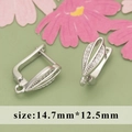 Silver olive leaf pave crystal earring charms for DIY jewelry making 14.7mm x 12.5mm - Hollow Leaf Style (MC8506B)