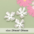 DIY silver flower bead caps 20mm metal jewelry findings for hair accessories - Silver Rolled Edge Five Petal Flower Style (M71508)