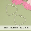 Silver twisted rope heart-shaped frame pendants for DIY jewelry making 23mm - Silver Twisted Heart Pendant (MD6305B)