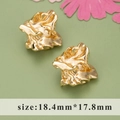 Irregular textured gold-plated DIY stud earrings measuring 18.4mm x 17.8mm with glossy finish - Gold