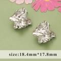 Irregular liquid metal silver earrings, 18.4mm x 17.8mm molten lava style studs - Silver