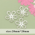 Set of three 20mm silver flower bead caps for DIY jewelry and hairpins - Silver Hollow Five Petal Flower Style (M71510)