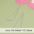 Silver geometric triangle pendants for DIY earrings, 18k plated finish, 34.4x12.2mm size - Silver Plain Long Triangle Pendant (MD6306B)