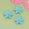 Hellblaue Blumenanhänger mit 18 Karat Vergoldung für DIY Schmuckherstellung - Silber - Himmelblau
