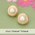 Hammered 18K gold plated copper earrings with 16mm white pearl inlay variant - Gold