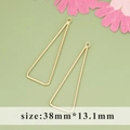 18k gold plated geometric triangle charm with twisted rope texture DIY jewelry 38mm - Md6307a [1 Unit]