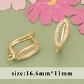 Gold-plated marquise earring hooks with micro-pave cubic zirconia and hanging loop - Marquise Style (MC8507A)