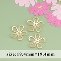 18k gold plated flower bead caps, 19.4mm floral DIY jewelry components for necklaces - Five-Petal Flower Bead Tray (M71525YA) / 20 Pieces Set / Gold