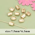 18k gold plated irregular beads for DIY jewelry making, 7.5mm x 6.3mm polished spacers - Irregular High Polish Style (MB6112A)