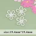 18k gold plated silver five-petal flower jewelry charms for DIY necklaces, size 19.4mm - Five-Petal Flower Bead Tray (M71525YB) / 20 Pieces Set / Silver