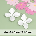 White 18k gold plated flower petal DIY jewelry accessories in 26.3mm size for necklaces - White Textured Four-Petal Flower Piece (M71527YB) / 20 Pieces Set / White