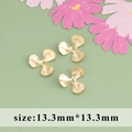 Three 13.3mm 18k gold plated flower bead caps with brushed texture on green background - Brushed Three-Petal Flower Tray (M103815YA) / 20 Pieces Set / Gold