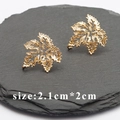 18k gold plated vintage maple leaf DIY earring accessories, size 2.1cm by 2cm - Gold Wrinkled Leaf Style (M69606)