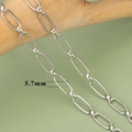 5.7mm silver paperclip chain link in 18k gold plating for DIY jewelry necklaces - Rectangular Loop Style (C6105) / 1m