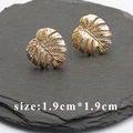 18k gold plated vintage monstera leaf ear studs for DIY jewelry making 1.9cm size - Gold Monstera Leaf Style (M69607)