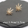 18k gold plated vintage leaf ear studs for DIY jewelry making 1.9cm by 1.7cm - Gold Serrated Leaf Style (M69608)