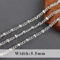 Punk-Stil 5,5mm gedrehte Metallkette mit quadratischen Perlen für DIY Hip Hop Schmuck - Silberner Kubanischer Perlenstil (C21901)