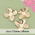 18k gold plated flower shape metal bead cap jewelry diy parts 32mm by 28mm - Gold Ray Texture Style (M71527)