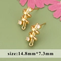 Boucles d'oreilles feuille spirale dorées 18K avec zircone pour bijoux DIY - Style Zirconia Spirale (ME4706A)