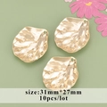 18k gold plated leaf charms 31x27mm for DIY hair sticks jewelry making 10pcs set - Gold Wavy Leaf Style (M71530)