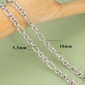 Silver 18K plated metal cross chain with 5.5mm wide textured oval links for DIY jewelry - Spiral Oval Round Style (C6101) / 1m