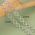 Silver wide chain material with 8.4mm smooth and 9.2mm textured rings for DIY jewelry - Glossy Diamond Pattern Round Style (C6107) / 1m