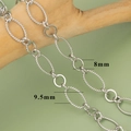 Silver twist chain DIY material with 8mm round and 9.5mm oval links for jewelry - Oval Twisted Round Style (C6108) / 1m