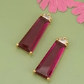 Επίχρυσα 18k vintage κόκκινα γυάλινα μενταγιόν για DIY κατασκευή κοσμημάτων - Χρυσή Βάση - Κόκκινη Πέτρα (01AS)
