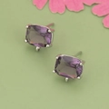 18k vergulde rechthoekige paarse glazen oorbellen met oogje voor DIY-sieraden maken - Zilveren Basisstijl (06BS)