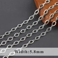 DIY silver hollow diamond-link chain with 5.8mm width and hammered texture surface - Diamond Hollow Hammered Silver - 1 Meter (C21001)