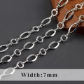 DIY silver metal chain link in 7mm width with smooth oval and textured round rings - Smooth Oval Textured Ring Silver - 1 Meter (C21002)