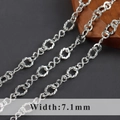 Chunky 7.1mm silver chain link with alternating polished and twisted textured rings - Polished Round Twisted Ring Silver - 1 Meter (C21003)