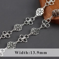 Silver-toned 13.9mm hollow clover chain necklace with intricate cross details - Hollow Clover Punk Style Silver - 1 Meter (C21009)