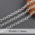 7.4mm wide silver rhodium-plated twisted rope chain for DIY punk hip hop jewelry - Silver Twist Rope Style (C21906)