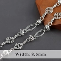 DIY 8.5mm silver color hollow chain link necklace in polished metal finish - Hollow Clover Flower Slender Oval Silver - 1 Meter (C21010)