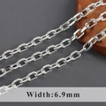 DIY silver rectangle link chain in 6.9mm width for punk style jewelry making - Silver Rectangular Link Style (C21907)