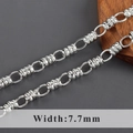 7.7mm width rhodium plated punk chain link with alternating textured cylindrical connectors - Silver Textured Cylinder Style (C21909)