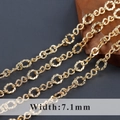 7.1mm 18K gold-plated chunky link chain with twisted rings and infinity knots - Twisted Infinity Symbol Pattern Gold - 1 Meter (C21014)