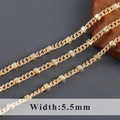 Punk style DIY 5.5mm cuban chain in 18k gold plating with rectangular metal beads - Gold Cuban Bead Style (C21910)