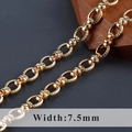 7.5mm wide chunky gold chain necklace link in 18K plated copper for DIY jewelry making - Spiral Textured Decorative Buckle Gold - 1 Meter (C21016)