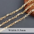 5.5mm wide punk style bamboo link chain in 18k gold plating for DIY jewelry crafting - Gold Bamboo Link Style (C21912)