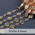 8.8mm wide gold plated chain links with unique spiral texture for jewelry making - Flat Swirl Spiral Pattern Gold - 1 Meter (C21017)
