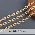 DIY punk hip hop 6.9mm wide chain in 18k gold plated finish for bracelets - Gold Rectangular Link Style (C21916)