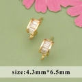 Pendiente de hoja dorada con circonita y lazo de DIY, tamaño 4.3mm*6.5mm - Estilo de Circonia Rectangular (ME4701A) / Dorado